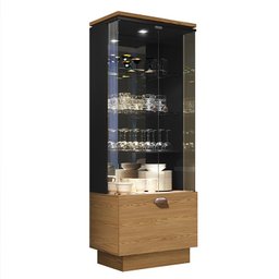 Sala de Estar Brandon com Home Suspenso, Buffet Aparador e Cristaleira Carvalho Intense/Preto - PR M - 4