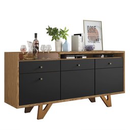 Sala de Estar Brandon com Home Suspenso, Buffet Aparador e Cristaleira Carvalho Intense/Preto - PR M - 3