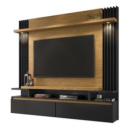 Sala de Estar Brandon com Home Suspenso, Buffet Aparador e Cristaleira Carvalho Intense/Preto - PR M - 2