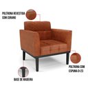 Ver imagem 6 de Sofá Namoradeira e 2 Poltronas Base de Madeira Preto Elisa Corano Nozes D03 - D'Rossi