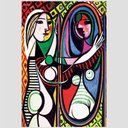 Ver imagem 2 de Quadro Picasso Mulher No Espelho Tela No Chassi 45X30Cm