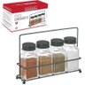 Porta Condimento de Vidro 4 Peças 80ml + Suporte Black - 1