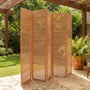 Ver imagem 1 de Biombo 5 Folhas de Madeira Maciça Ripado Sanfonado 250cm para Jardim e Varanda Natural Liver