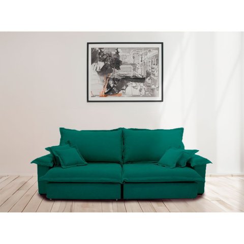 Sofá Retrátil e Reclinável Paris 2.00m Super Pillow - Verde