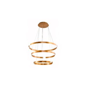Lustre Pendente Moderno Dourado 3 Anéis em Led 3000k Tm