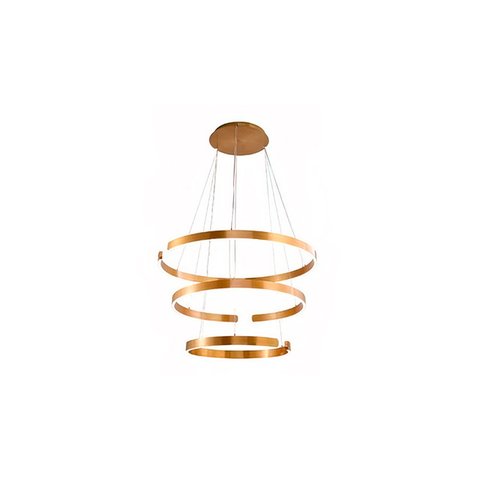 Lustre Pendente Moderno Dourado 3 Anéis em Led 3000k Tm