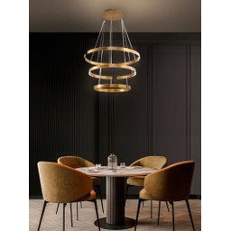 Lustre Pendente Moderno Dourado 3 Anéis em Led 3000k Tm - 3