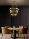 Ver imagem 3 de Lustre Pendente Moderno Dourado 3 Anéis em Led 3000k Tm