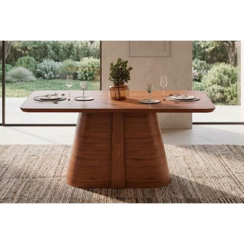 Mesa Jantar Ryze c/Tampo MDF Curvo 170x90cm Freijo DJ Móveis