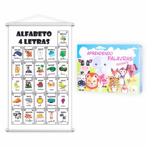 Kit Jogo Aprendendo Palavras + Banner Alfabeto 80x50cm