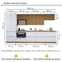 Ver imagem 4 de Cozinha Completa Modulada 7 Peças 9 Portas 7 Gavetas com Rodapé Norten Branco/Nature
