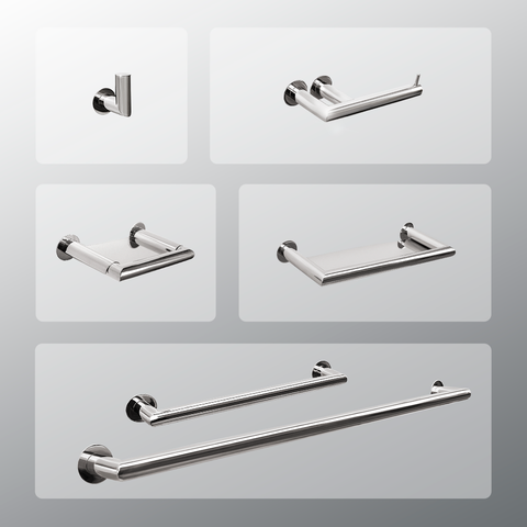Kit Acessórios Para Banheiros 5 Peças Inox - Kromus Kitme5a