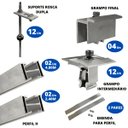 Ver imagem 2 de Kit Estrutura Suporte Fixador 7,20m para 7 Placas Solar Alumínio Inox Telha Fibro Ondulada Viga Metá