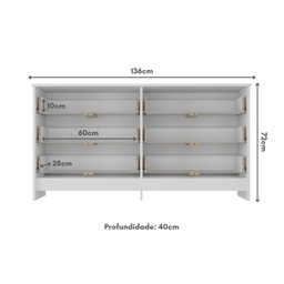 Cômoda Infantil 136cm com 6 Gavetas Flex Multimóveis Mp4262 Branco - 8