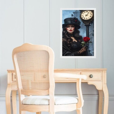 Quadro Umbanda Dama da Noite 45x34cm:moldura Branca