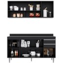 Ver imagem 2 de Kit Balcão 4 Portas e Armário Aéreo 150 Cm Lupin Preto