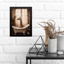 Ver imagem 1 de Quadro para Banheiro Girafa no Banho 45x34cm - com Vidro:moldura Preta