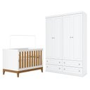 Ver imagem 1 de Berço Americano Flip Branco Acetinado Savana Reller e Guarda Roupa Infantil 4 Portas Branco Hp