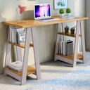 Ver imagem 1 de Mesa Escrivaninha Vigor 4 Prateleiras Cinamomo/off White- Jcm Móveis