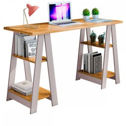 Mesa Escrivaninha Vigor 4 Prateleiras Cinamomo/off White- Jcm Móveis - 2