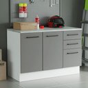 Ver imagem 1 de Balcão Multiuso 120cm 2 Portas 3 Gavetas Branco/cinza Agata Madesa Branco/cinza