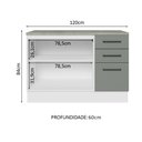 Ver mais imagens de Balcão Multiuso 120cm 2 Portas 3 Gavetas Branco/cinza Agata Madesa Branco/cinza