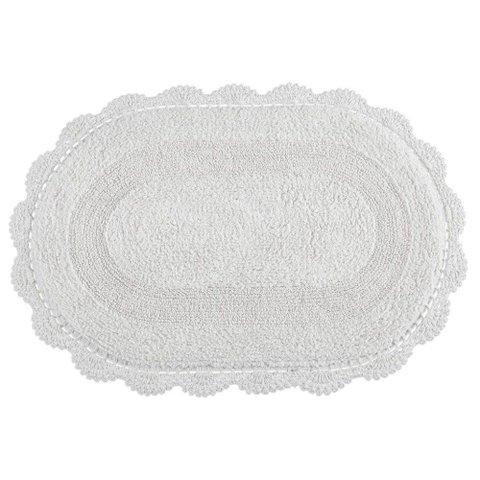 Tapete Banheiro Crochê Oval 50x80 Branco Kacyumara - Casa k