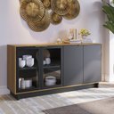 Ver imagem 2 de Kit Aparador para Sala de Estar Áustria com Mesa de Centro Delta C04 Preto Noce Milano - Lyam