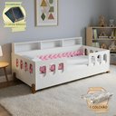 Ver imagem 2 de Cama Montessoriana Reforçada Nina Colchão e Enxoval Completo Trança Rosa 2,5m com Lousa Magíca