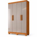 Ver imagem 2 de Guarda Roupa Solteiro 100% MDF 4 Portas 2 Gavetas Sergipe Nature/Off White Bianchi