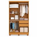 Ver imagem 3 de Guarda Roupa Solteiro 100% MDF 4 Portas 2 Gavetas Sergipe Nature/Off White Bianchi