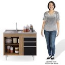 Ver imagem 6 de Balcão Gabinete Com Pia Inox 100cm 3 Portas 2 Gavetas Luziania Castanho/Preto - Lumil Móveis