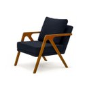 Ver imagem 4 de Poltrona Mona Pés de Madeira Linho Sala Escritorio Decoração:azul