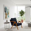 Ver imagem 7 de Poltrona Mona Pés de Madeira Linho Sala Escritorio Decoração:azul