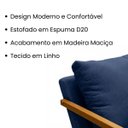 Ver imagem 6 de Poltrona Mona Pés de Madeira Linho Sala Escritorio Decoração:azul