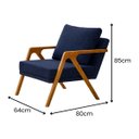 Ver imagem 2 de Poltrona Mona Pés de Madeira Linho Sala Escritorio Decoração:azul