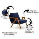 Ver imagem 3 de Poltrona Mona Pés de Madeira Linho Sala Escritorio Decoração:azul