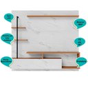 Ver imagem 4 de Painel Home Suspenso Tv até 58 1 Porta 3 Prateleiras Maragogi Calacatta Freijó Calacatta Freijó