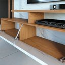 Ver imagem 3 de Painel Home Suspenso Tv até 58 1 Porta 3 Prateleiras Maragogi Calacatta Freijó Calacatta Freijó