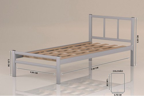 Cama Tubolar Solteiro em Aço Reforçada:cama Lais/branco - 2