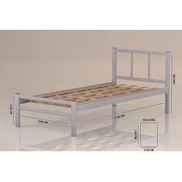 Cama Tubolar Solteiro em Aço Reforçada:cama Lais/branco - 2