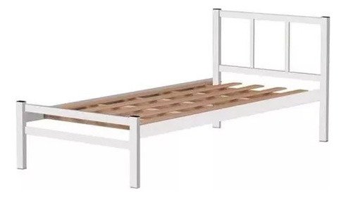 Cama Tubolar Solteiro em Aço Reforçada:cama Lais/branco