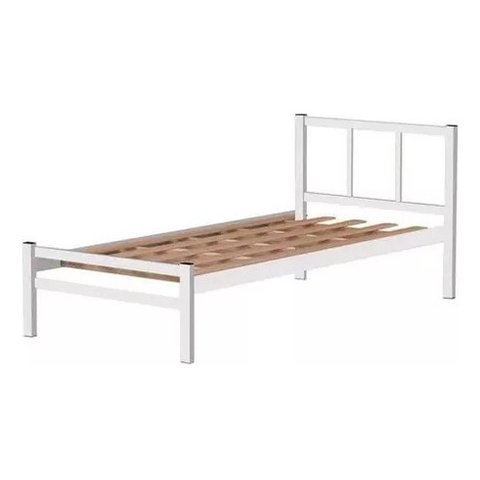 Cama Tubolar Solteiro em Aço Reforçada:cama Lais/branco