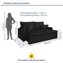Ver imagem 4 de Sofa Retratil Boston 180cm Kc Rei de Casa Veludo Preto