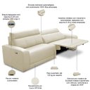 Ver imagem 6 de Sofá 3 Lugares Rettrátil Reclinável Elétrico 254cm Mazi L06 Couro Off White - Lyam Decor