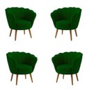 Ver imagem 1 de Kit 4 Poltronas Pétala Sued Verde Musgo Pés Palito - Kimi Design