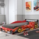 Ver imagem 2 de Cama Infantil com Proteção Lateral e Porta Objetos Quarto Truck P04 Preto Vermelho - Lyam Decor