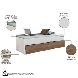 Quarto Infantil Modulado 4 Portas com Bicama Chiara Carvalho/branco - Phoenix - 7
