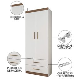 Quarto Infantil Modulado 4 Portas com Bicama Chiara Carvalho/branco - Phoenix - 5