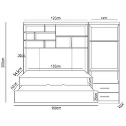 Quarto Infantil Modulado 4 Portas com Bicama Chiara Carvalho/branco - Phoenix - 4